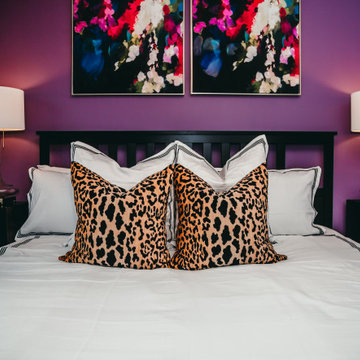 Glamorous Master Bedroom with Bold Prints