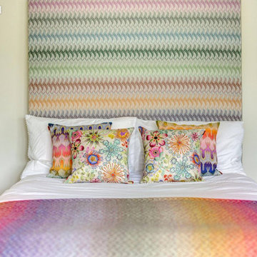 Glass Table lamps with Missoni Bedding