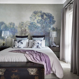 Inspiration for a mid-sized contemporary master bedroom in Sydney with carpet, no fireplace and grey floor.