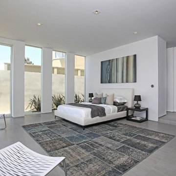 Grandview Drive Hollywood Hills modern home open plan primary bedroom suite