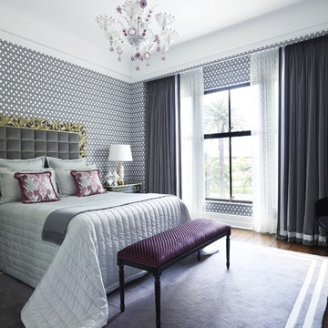 gray and purple bedroom