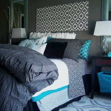 Gray and Turquoise Bedroom