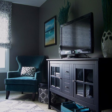Gray and Turquoise Bedroom