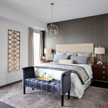 Gray, gold and white bedroom
