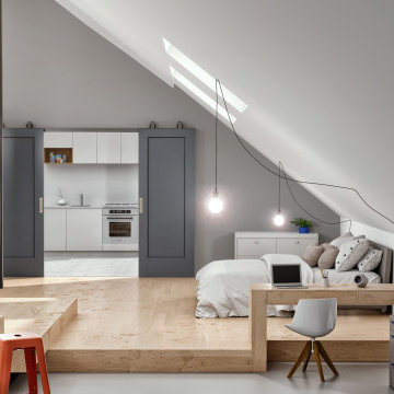 Gray Masonite Doors that Add to Your Contemporary Loft for a Style that Saves Sp