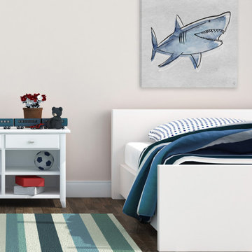 "Great Blue Shark" Painting Print on Wrapped Canvas
