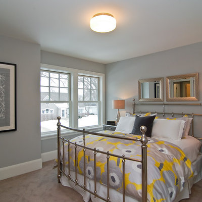 Transitional bedroom photo in Minneapolis with gray walls