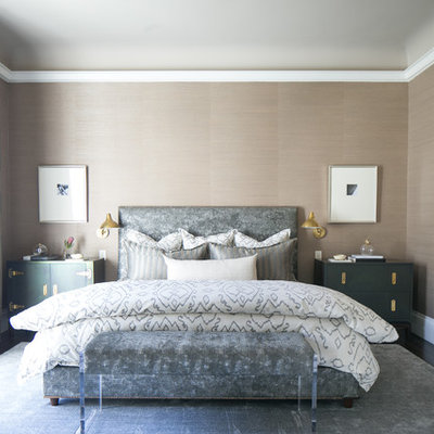 Bedroom - transitional master dark wood floor bedroom idea in San Francisco with beige walls