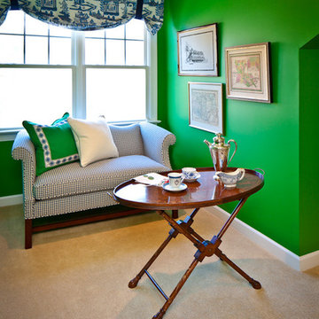 Guest Bedroom - Bold Color Inspiration: dormer window nook creates space for a r