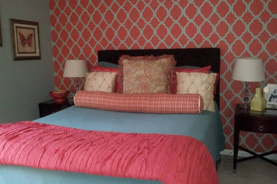 Guest Bedroom- Coral and Blue color scheme