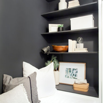Guest Bedroom with Custom-made Wall Shelves