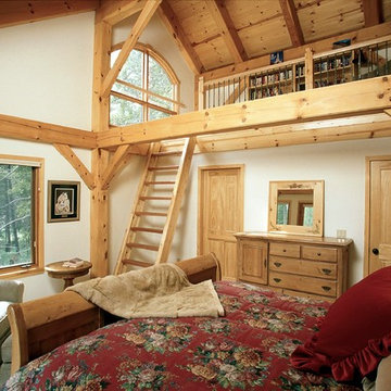 Guest Bedroom with Loft in Timber Frame Ski Home
