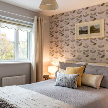 Guest Bedroom with Yellow and Grey Scheme