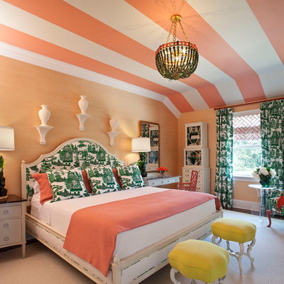 Eclectic bedroom photo in Little Rock with beige walls