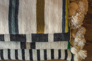 Hand-woven Wool Pom Pom Blankets