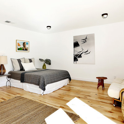 Eclectic bedroom photo in Los Angeles with white walls