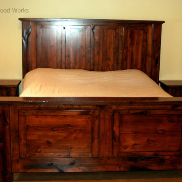 Heavily distressed, rustic bed
