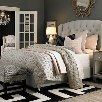 HGTV Home Custom Upholstered Paris Arched Winged Bed by Bassett Furniture