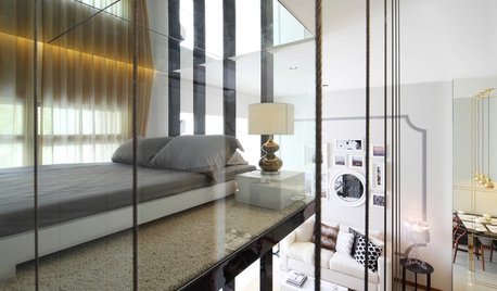 Houzz Сингапур: Спальня в стиле лофт со стеклянной стеной
