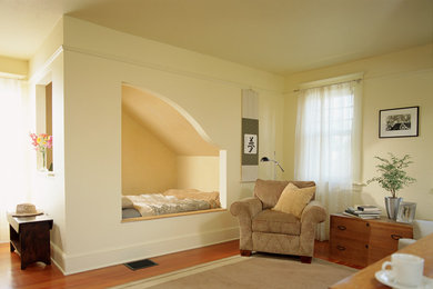 Example of an arts and crafts bedroom design in Portland
