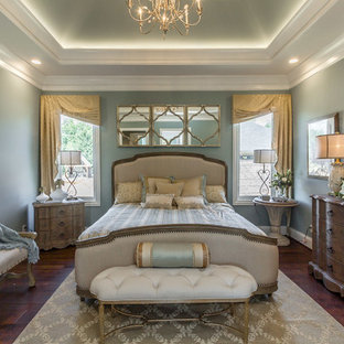 Inspiration for a classic master bedroom in Louisville with grey walls.