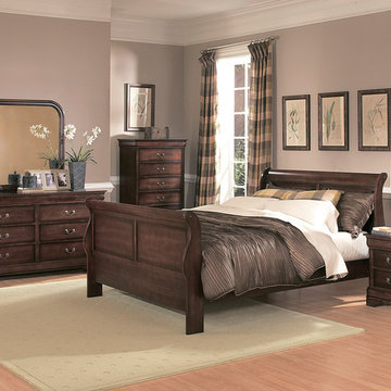 Homelegance Chateau Brown 4 Piece Panel Bedroom Set in Warm Cherry