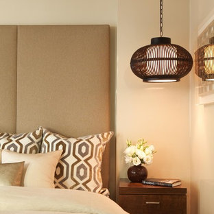 Trendy bedroom photo in Los Angeles with beige walls