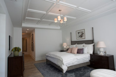 Bedroom - large transitional master dark wood floor and brown floor bedroom idea in DC Metro with white walls and no fireplace