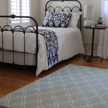 Iron Bed, Blue and White Bedding, Anthropologie Style
