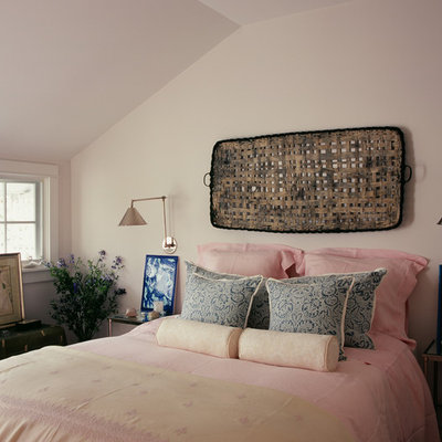 Example of a cottage chic bedroom design in Los Angeles with beige walls