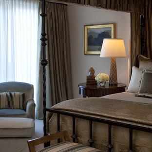 Inspiration for a timeless master carpeted bedroom remodel in San Francisco with beige walls