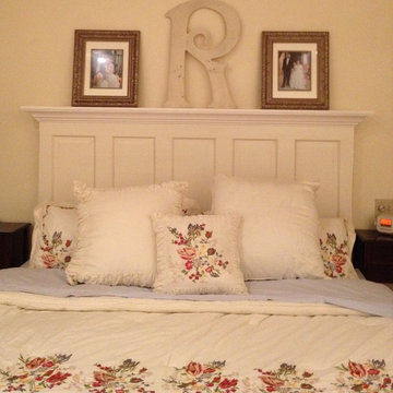 King size 5 panel vintage door headboard - Antique White