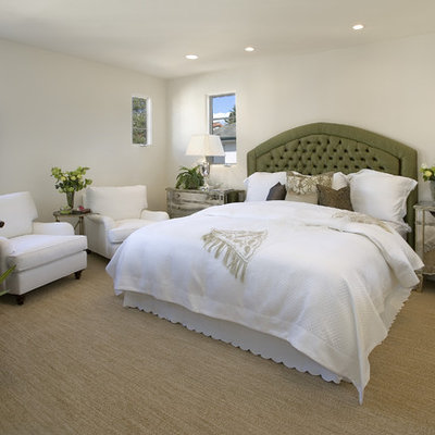 Bedroom - mediterranean carpeted bedroom idea in Santa Barbara