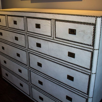Leather Nailhead Accented Dresser
