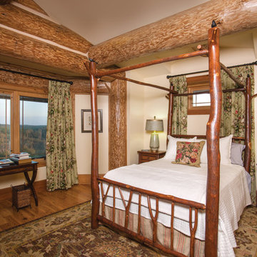 LEED Gold Handcrafted Log Home: The Norwood Residence - Master Bedroom
