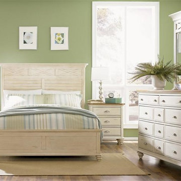 Liberty Furniture Ocean Isle Panel Bed & Dresser & Mirror & Nightstand in Bisque