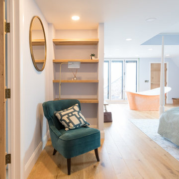 Light and luxurious master bedroom in loft