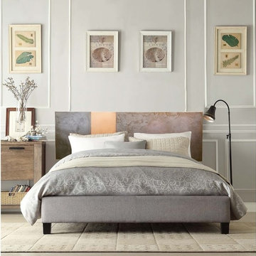 Light Pewter Steel with Copper Contemporary Headboard
