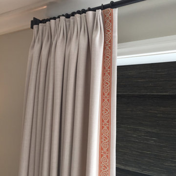 Linen Drapery with Natural Woven Shades