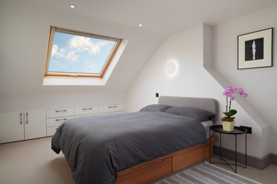 ロンドンにあるコンテンポラリースタイルのおしゃれな寝室のインテリア