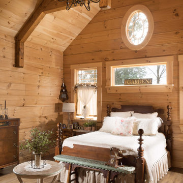 Log Home Master Bedroom Suite Modern-Day Farmhouse