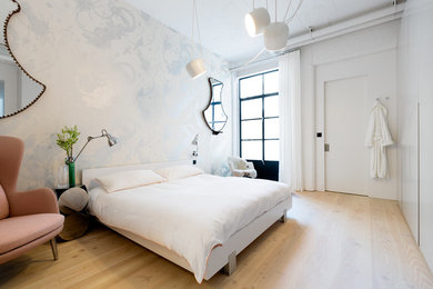 ロンドンにある北欧スタイルのおしゃれな寝室のインテリア