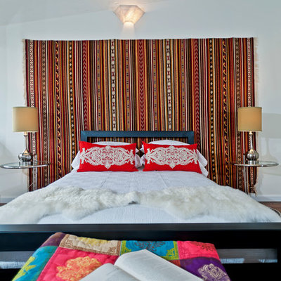 Bedroom - eclectic bedroom idea in Los Angeles with white walls