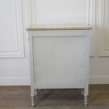 Louis XVI Style Painted and Carved Ribbon Chest of Drawers with Marble Top