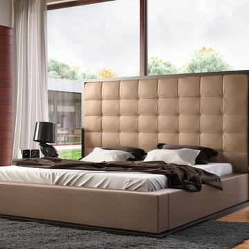 Ludlow Platform Bed Wenge | Taupe Leather