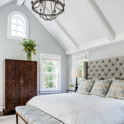 Bedroom - coastal master bedroom idea in Atlanta with gray walls and no fireplace