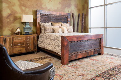 Example of a huge mountain style bedroom design in Dallas