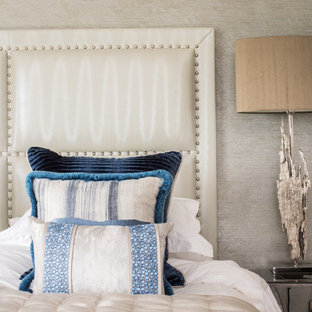Medium sized contemporary bedroom in Other with grey walls.