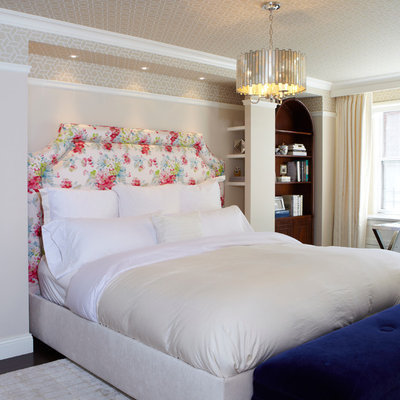 Example of a trendy bedroom design in New York with beige walls