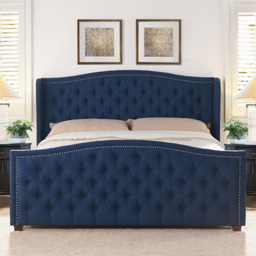 Marcella Tufted Wingback King Bed